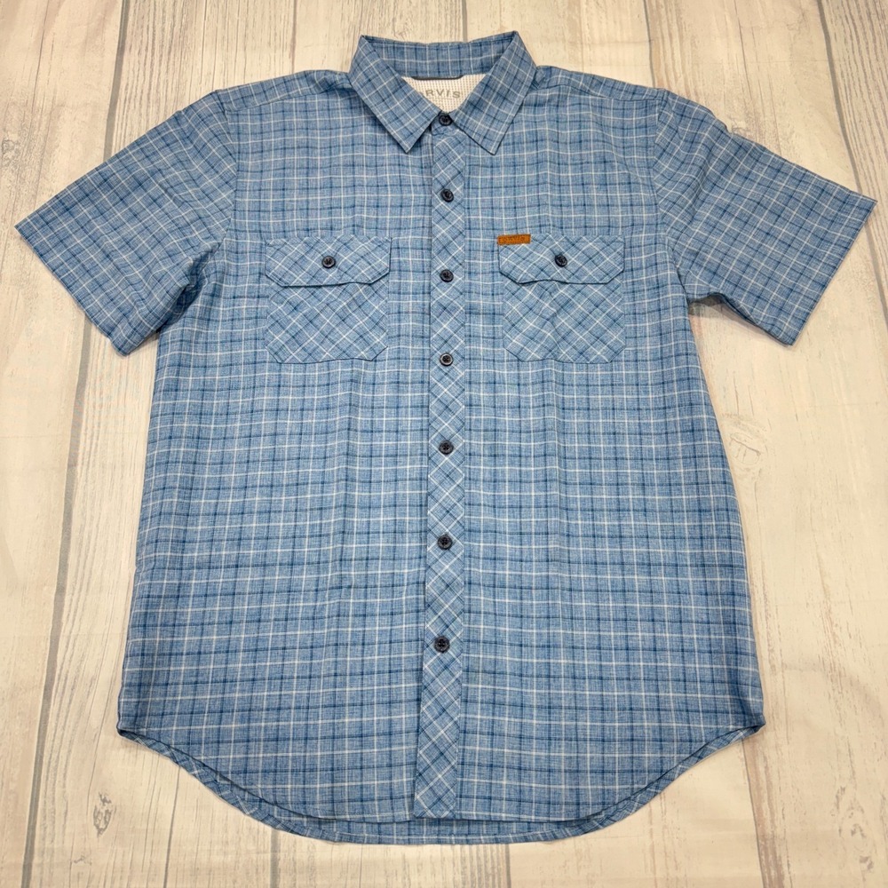 ORVIS Classic Collection Button Shirt M Blue Plaid Work Fish‎ Mens